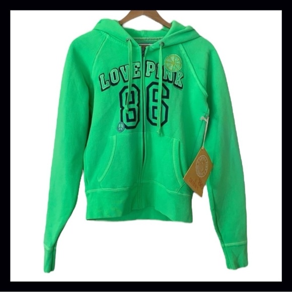 Vintage PINK Green Embroidered Hoodie Size Medium NWT - Picture 3 of 8